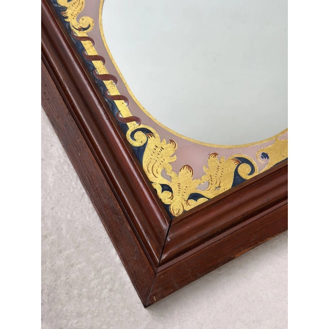Antique Reverse Painted Glass Mat Framed Mirror, Circa Early 20th Century For Sale - Image 13 of 18