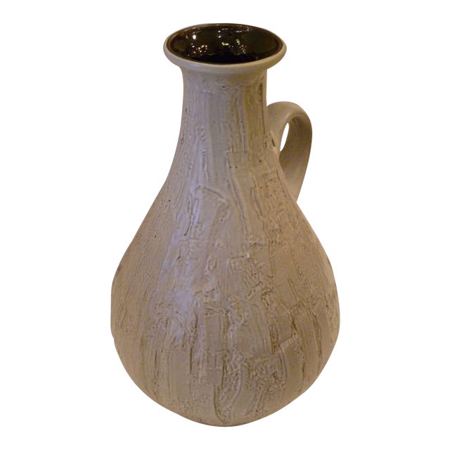 Large 1950s Modern Clemens Huhn Textured German Pottery Mid