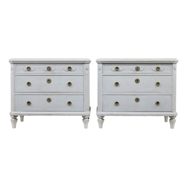 Antique Swedish Hand Painted Chest of Drawers, 1890, Set of 2 For Sale