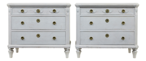 Antique Swedish Hand Painted Chest of Drawers, 1890, Set of 2