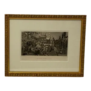 1878 Gravure Print "The Living Torches of Nero"
