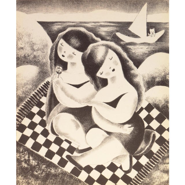 'Mimi and Bemi' by Nura Ulreich, Art Deco Woman Artist, Modernism, Salon D'Automne, Paris, 1943 For Sale - Image 11 of 11