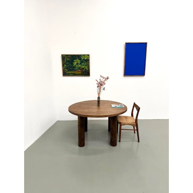 Brown Constructivist Round Table in Walnut, 1950s For Sale - Image 8 of 18