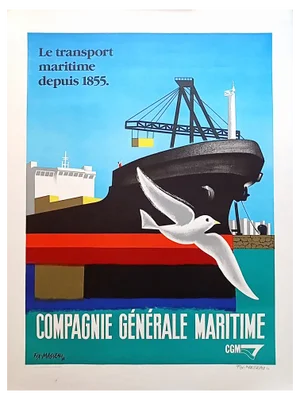 Pierre Fix-Masseau, Compagnie Generale Maritime Poster, 1993, Lithograph