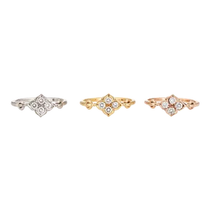 Set of 3 Cartier Hindu Diamond Rings EU 45 US 3 1/4 Estate 18k Gold Flower Band size 3.75