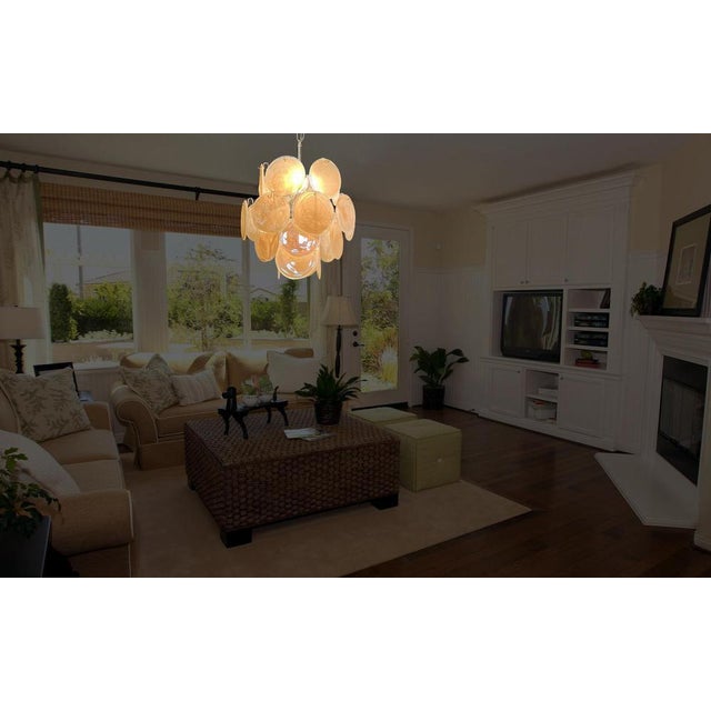 Gold Vintage Italian Murano Chandelier with 24 Gold Disks, 1990s For Sale - Image 8 of 13