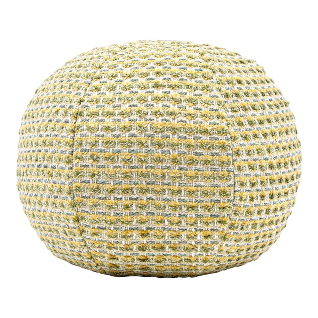 The House Of Scalamandré Heatherton Circle Pillow In Lemon For Sale