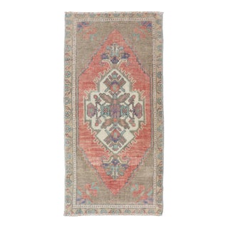 Vintage Turkish Oushak Rug in All-Over Sub-Geometric Medallion Design 1'8 X 3'4 For Sale
