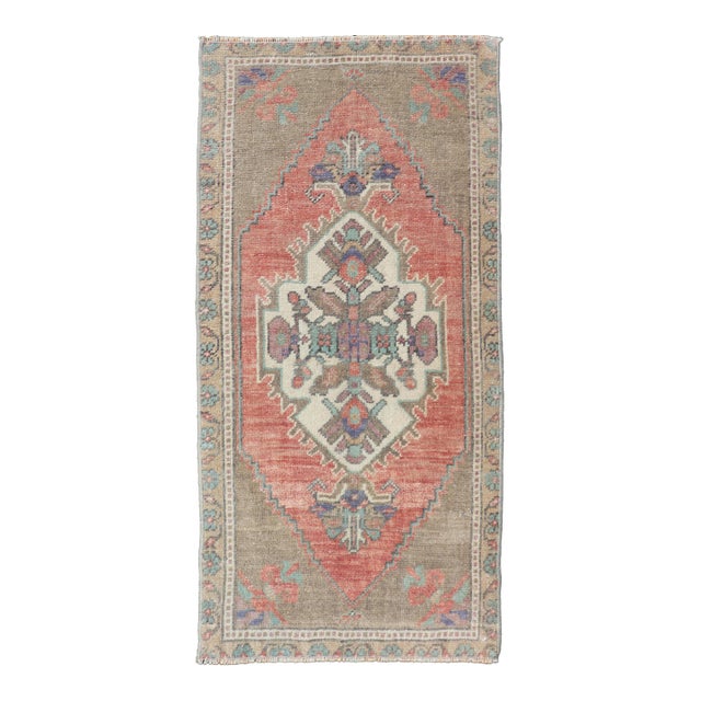 Vintage Turkish Oushak Rug in All-Over Sub-Geometric Medallion Design 1'8 X 3'4 For Sale