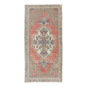 Vintage Turkish Oushak Rug in All-Over Sub-Geometric Medallion Design 1'8 X 3'4