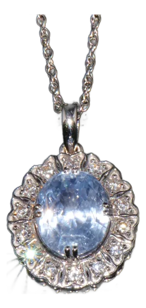 Gia Certified Natural 7.98cts vs F Diamond Blue Sapphire 18k Solid Gold Slide Pendant Necklace