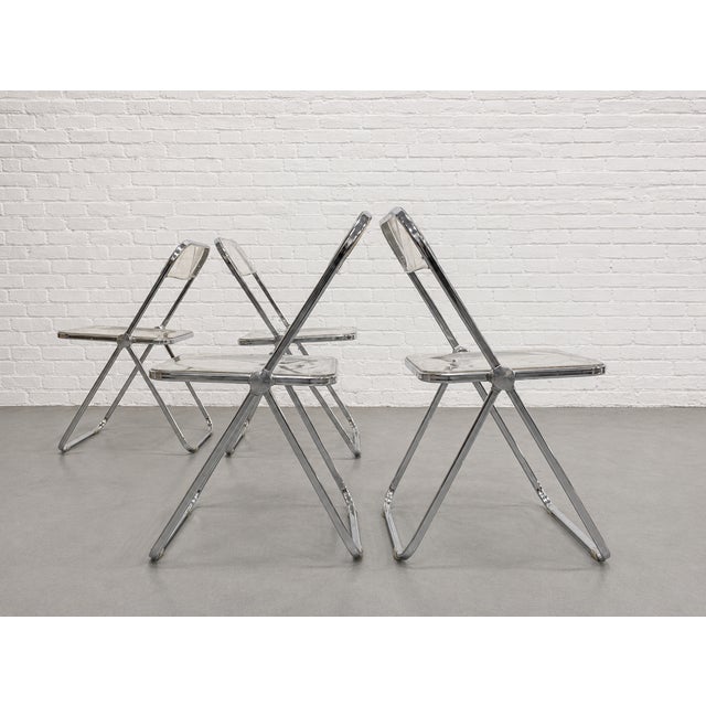 Mid Century Modern Italian Lucite "Plia" Folding Chairs by Giancarlo Piretti for Castelli, C. 1970s For Sale - Image 12 of 14