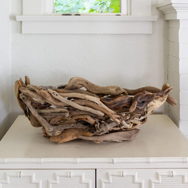 Folk Art Oversized Driftwood Boat Sculpture or Basket For Sale - Image 12 of 13