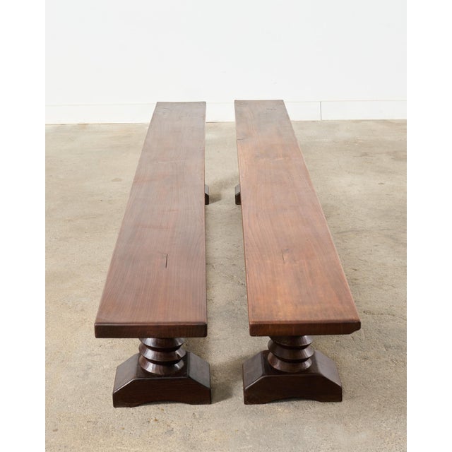 Pair of Charles Dudouyt Attributed French Oak Corkscrew Benches For Sale - Image 11 of 12