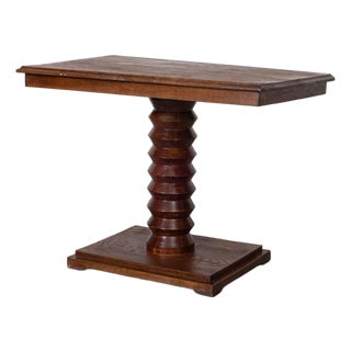 1940s French Carved Wood Table by Charles Dudouyt For Sale