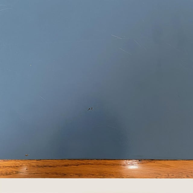 Mid-Century Modern Italian Desk in Blue Laminate and Wood, 1960s For Sale - Image 9 of 18