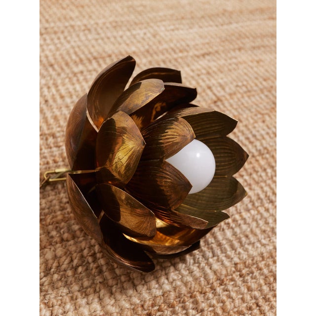 Brass Mid 20th Century Attributed to Feldman Lotus Pendant Lamp For Sale - Image 8 of 18