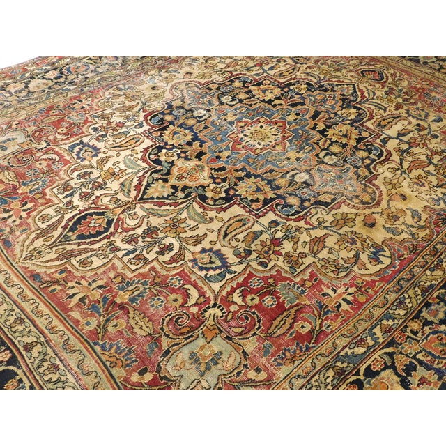 Hand-Knotted Antique Persian Carpet.9'x 11'6" For Sale - Image 13 of 18
