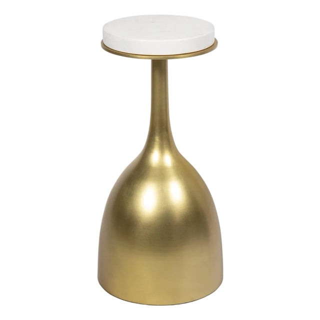Regina Andrew Logan Accent Table, Natural Brass with Marble Top For Sale