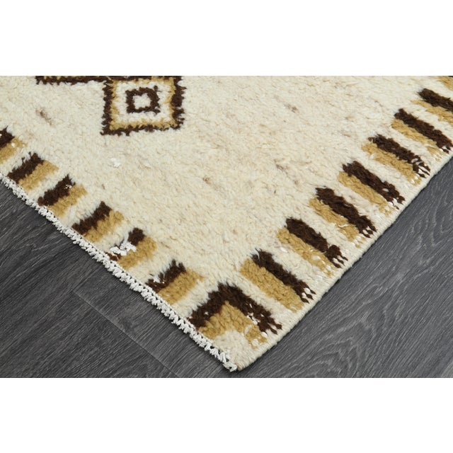 1970s Vintage Turkish Handmade Wool & Cotton Beige Area Rug For Sale - Image 9 of 11