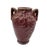 Striking and richly textured, this vintage art pottery vase features a deep oxblood red glaze accented with warm golden...
