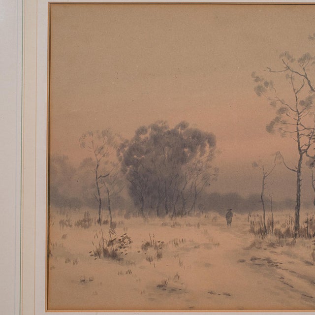 Pair of Vintage Landscape Paintings, Oriental, Watercolour, Art, Mid Century For Sale - Image 10 of 12