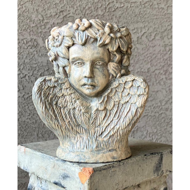 Late 20th-Century Enchanting Châteaucore-Style Three-Faced Cherub Candle or Plant Holder For Sale - Image 12 of 18