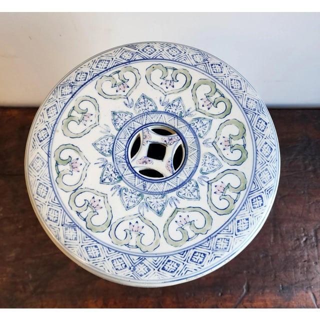 Vintage Chinoiserie Style Ceramic Garden Stool For Sale - Image 9 of 11