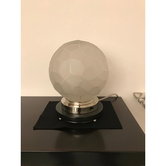 Gênet et Michon French Art Deco Table Lamp by Genet et Michon with Geometric Motif For Sale - Image 4 of 12