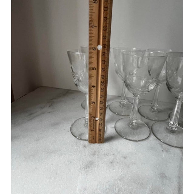 1950s Mid-Century Modern Wine Glasses Crystal Garland Pattern by Libbey Glass Company - Set of 7 For Sale - Image 9 of 10
