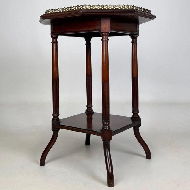 Antique Octagonal Mahogany Side Table with Brass Gallery, 1800s For Sale - Image 4 of 11