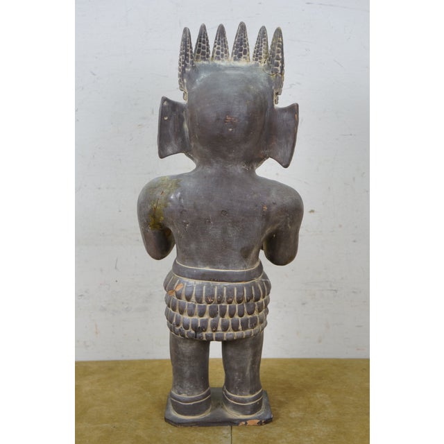 Vintage Terracotta Pottery Mayan God Maize Corn Sculpture Statue 19" For Sale - Image 4 of 14