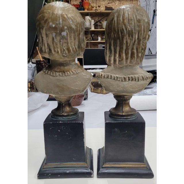 Antique Terracotta Italian Signed Pierra Pair of Boy & Girl Sculpture Bust Statues Italy For Sale - Image 9 of 12