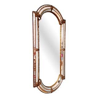 Large Venetian Hollywood Regency Mirror in Glass and Brass Mosaic, 1970 For Sale