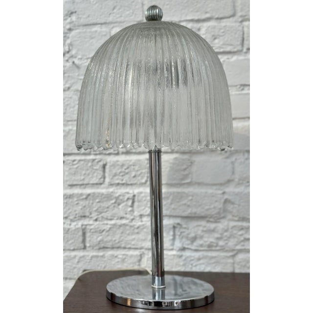 Sabino French Art Deco Glass & Chrome Table Lamp For Sale In Los Angeles - Image 6 of 6