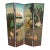 Vintage Hand-Painted Peacock & Landscape Four-Panel Folding Screen For Sale