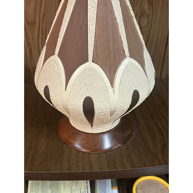 1960s 1960s Mid-Century Modern Ceramic Teardrop Cage Lamps on Walnut Bases - a Pair For Sale - Image 5 of 10