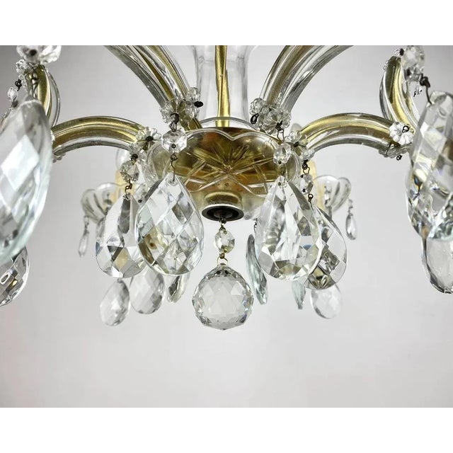 Metal Gilt Brass and Crystal Chandelier from Maria Theresa, 1960s For Sale - Image 7 of 11