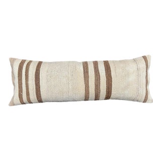 Turkish Hemp Pillow Cushion Natural Beige Brown Cushion Cover 14"x40" For Sale
