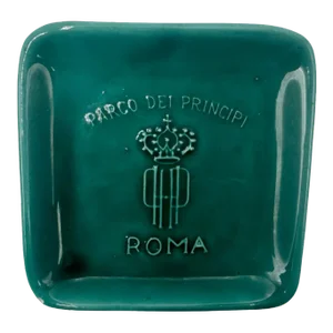 Vintage 5-Star Parco Dei Principi Rome Hotel Ashtray Italy Green Ceramic