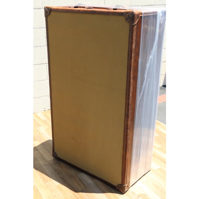 Restoration Hardware Vintage Leather Trunk Coffee Table | Campaign Style Storage Chest Cocktail Table For Sale - Image 17 of 18