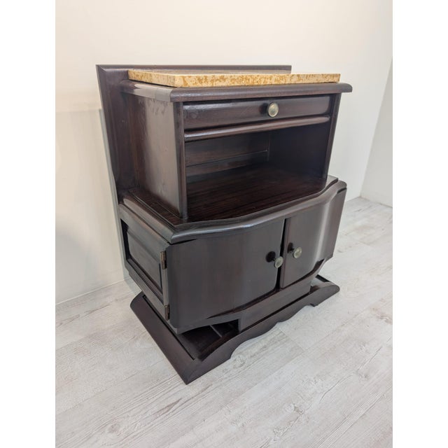 Art Deco Oak Cabinet with Marble For Sale - Image 3 of 13