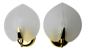 Leaf Sconces in Opaque Murano Glass, Italy, 1980, Set of 2