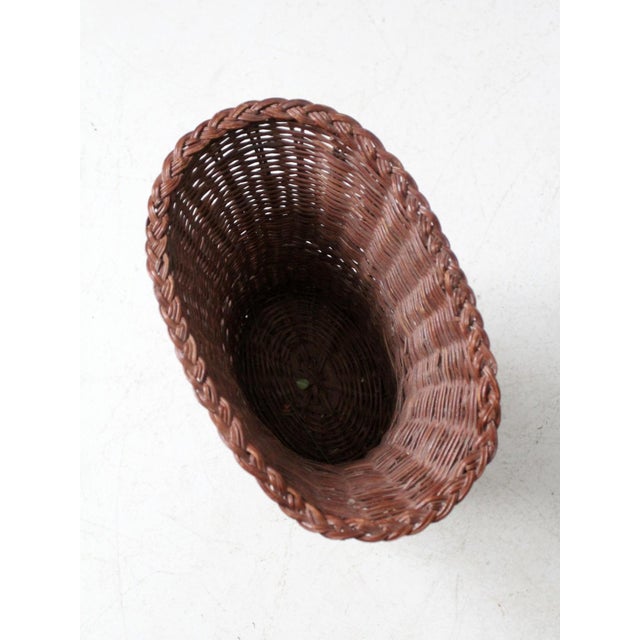Vintage Wicker Basket Vase For Sale - Image 10 of 10
