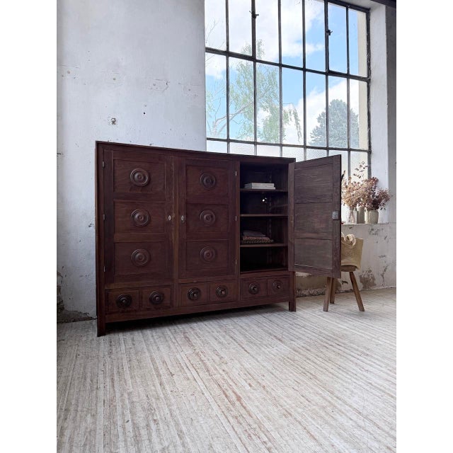 Antique oak and oak veneer wardrobe, in a basque style, reminiscent of the work of charles dudouyt or victor courtray. we...