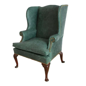 Queen Anne Leather Upholstered Wingchair