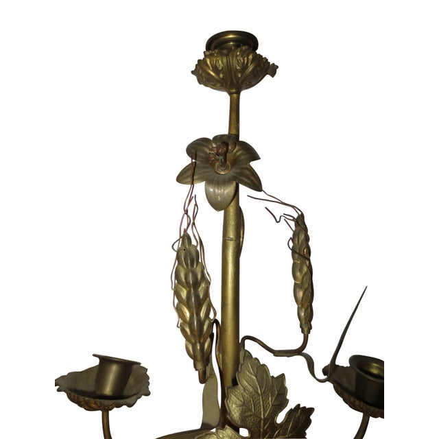 1940s 1940s Tall Brass Floral Candleholder For Sale - Image 5 of 8
