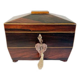 Antique English Regency Rosewood Tea Sarcophagus Caddy W/Satinwood Edging c.1820s For Sale