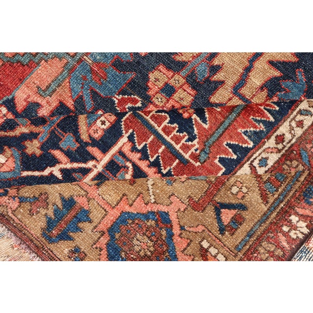Antique Persian Heriz Rug With All-Over Sub-Geometric Design on a Blue Field For Sale - Image 16 of 16