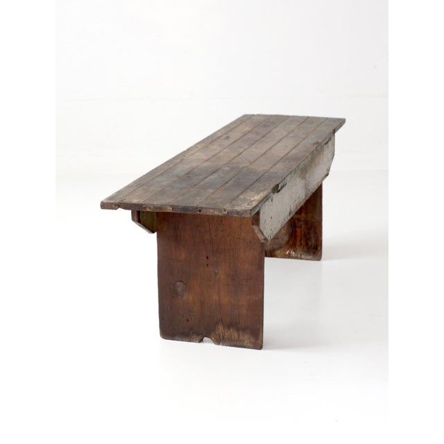 Green Antique Primitive Farmhouse Bench For Sale - Image 8 of 18